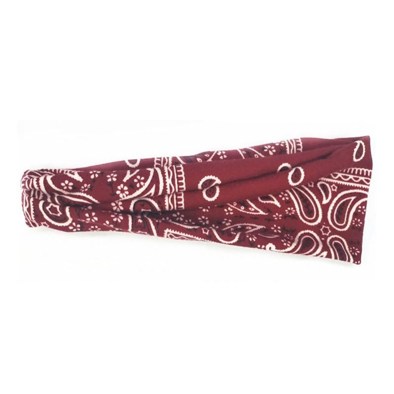 European and American new cashew nut women's sports headband yoga hair band sweat-absorbent band wide-brimmed printed headscarf headdress