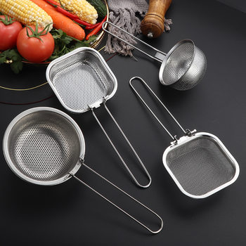 Folding 304 Stainless Steel Colander Household Kitchen Hot Pot Special Filter Screen Fish Noodle Colander with Hook for Shabu Shabu