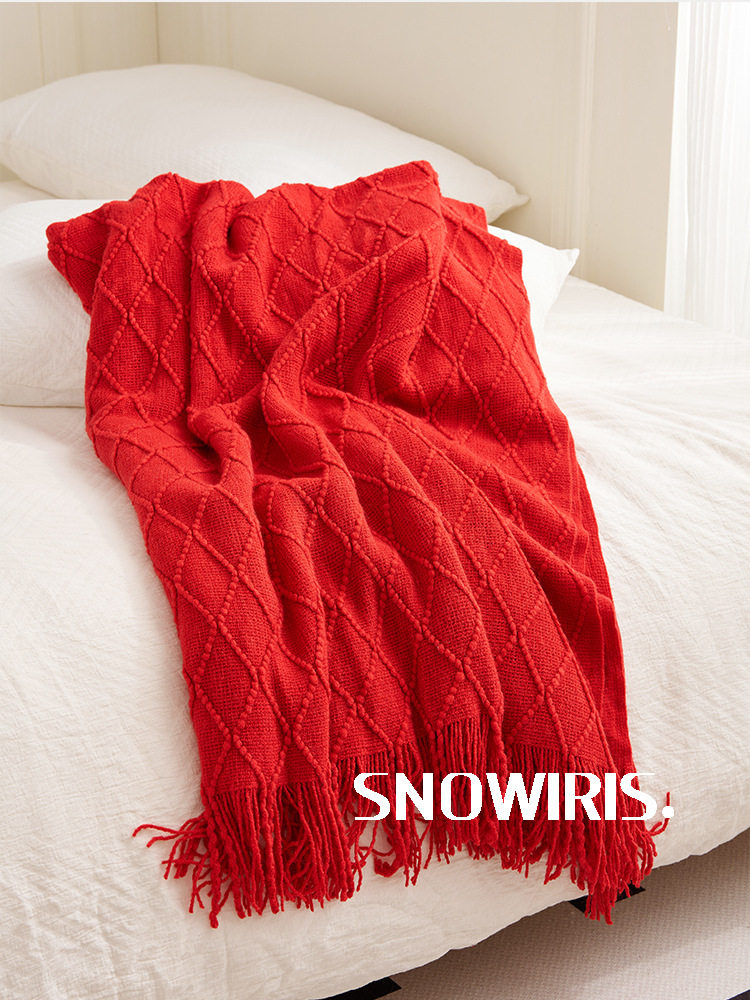 Red New Year Red Blanket Festive Holiday Christmas Casual Blanket Living Room Sofa Decorative Throw Blanket Soft Lunch Blanket J^