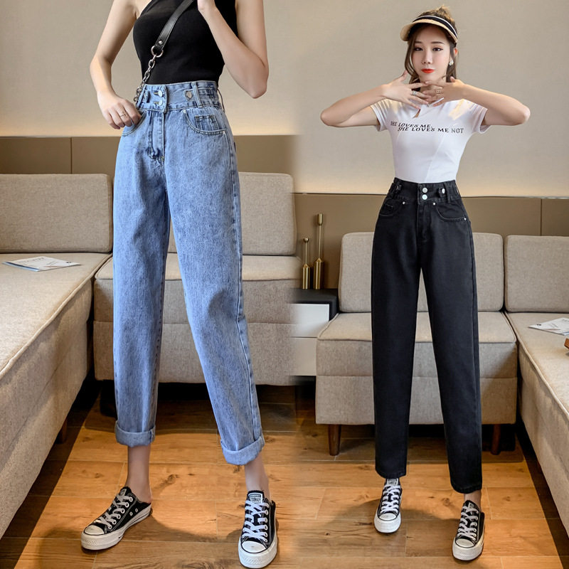 High Waisted Womens Denim Pants Korean Style Slim Fit Cropped Length Versatile for Spring Summer Wholesale