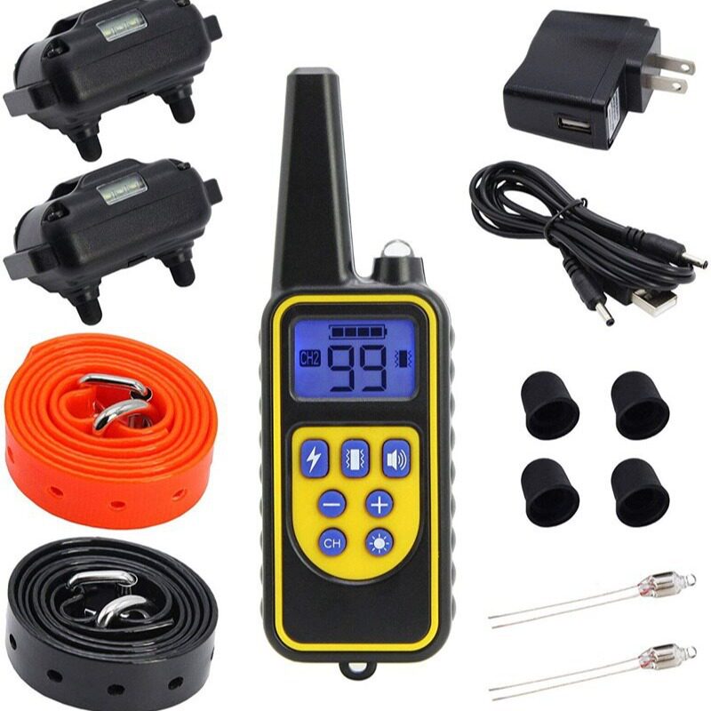 Factory wholesale 800 meters remote control dog trainer pet dog bark stop 100 gear vibration shock collar for Amazon