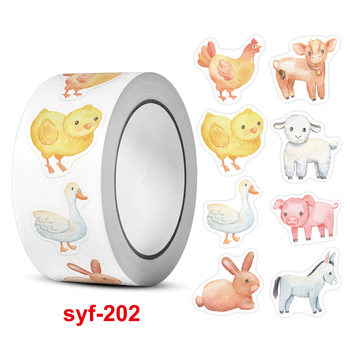 500pcs/roll 2.5cm roll special-shaped hand-painted animal sticker office stationery decorative label seal