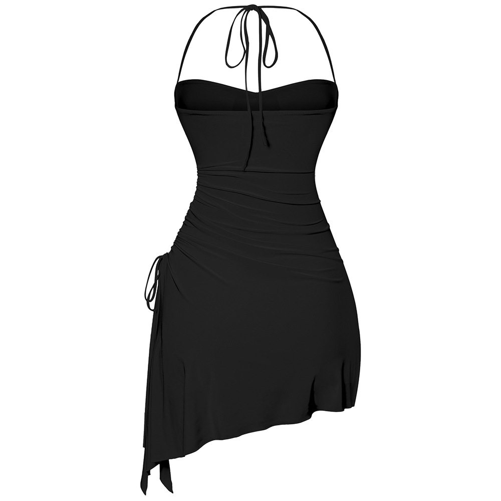 V Neck Sleeveless Bodycon Dress High Waist Ruffled Design Solid Color Perfect for Parties and Night Out Wholesale