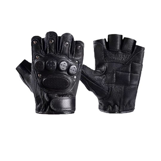Sheepskin Half Finger Gloves Men's Autumn and Autumn Riding Driving Motorcycle Outdoor Tactical Training Non-slip Leather Gloves