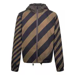 Wholesale Foreign Trade Supply Dense Woven Nylon Fabric Double F Print Reversible Men's Hooded Jacket Men Jacket