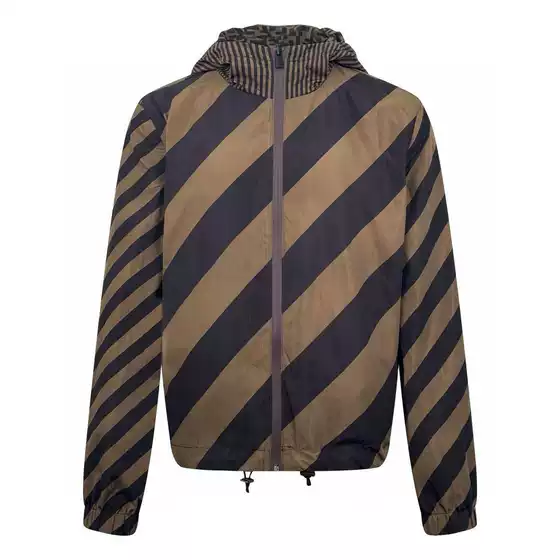 Wholesale Foreign Trade Supply Dense Woven Nylon Fabric Double F Print Reversible Men's Hooded Jacket Men Jacket