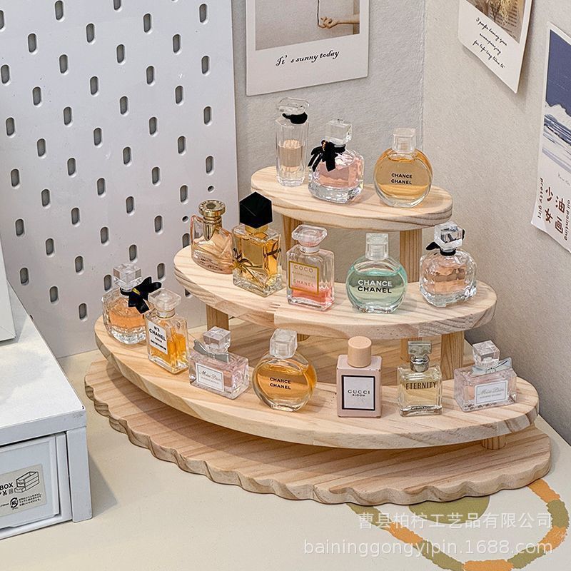 Solid Wood Ladder Shelf Simple Style Home Desktop Living Room Bedroom Perfume Blind Box Hand-Made Storage
