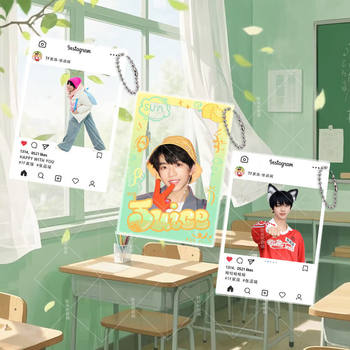 Tf Family Zhang Hanrui Peripheral Acrylic Transparent Card Ins Photo Card School Bag Pendant Birthday Gift with Chain