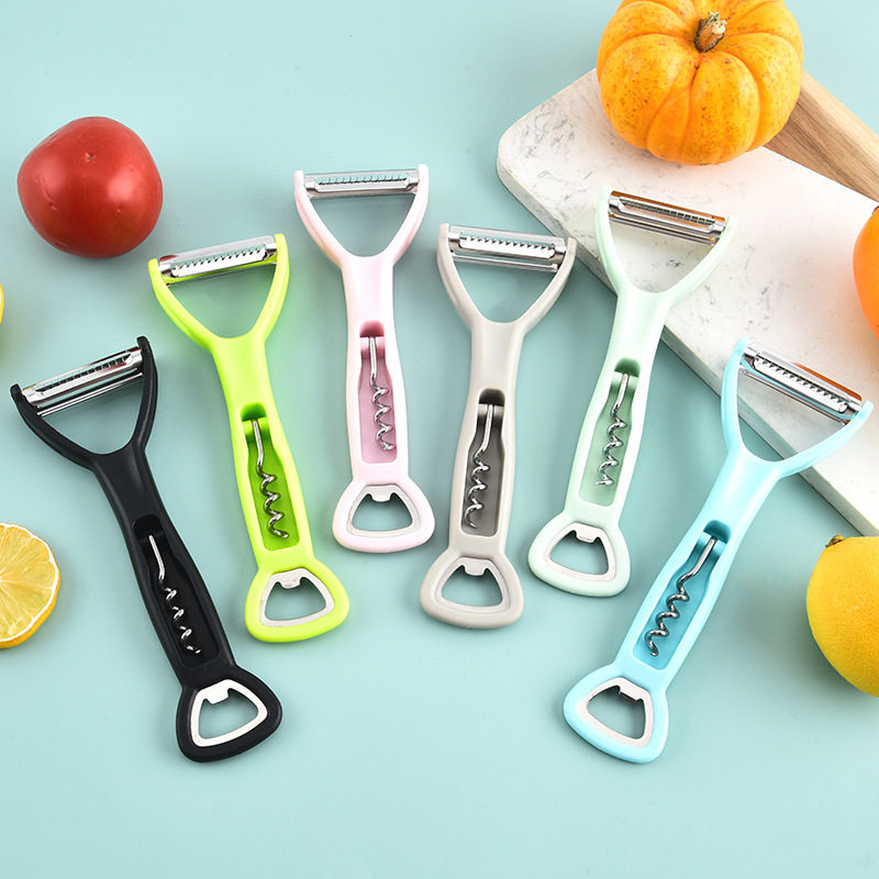 Peeler Peeling Knife Double-sided Three-in-one Kitchen Gadget Multi-functional Plastic Fruit and Vegetable Melon Planer Factory Direct Sale