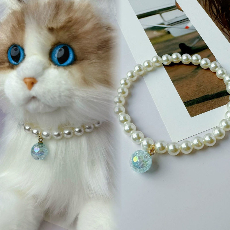 Popular Internet Celebrity Cat Jewelry Collar, High-End Cute and Good-Looking Photo Decoration, Dog and Cat Pearl Necklace