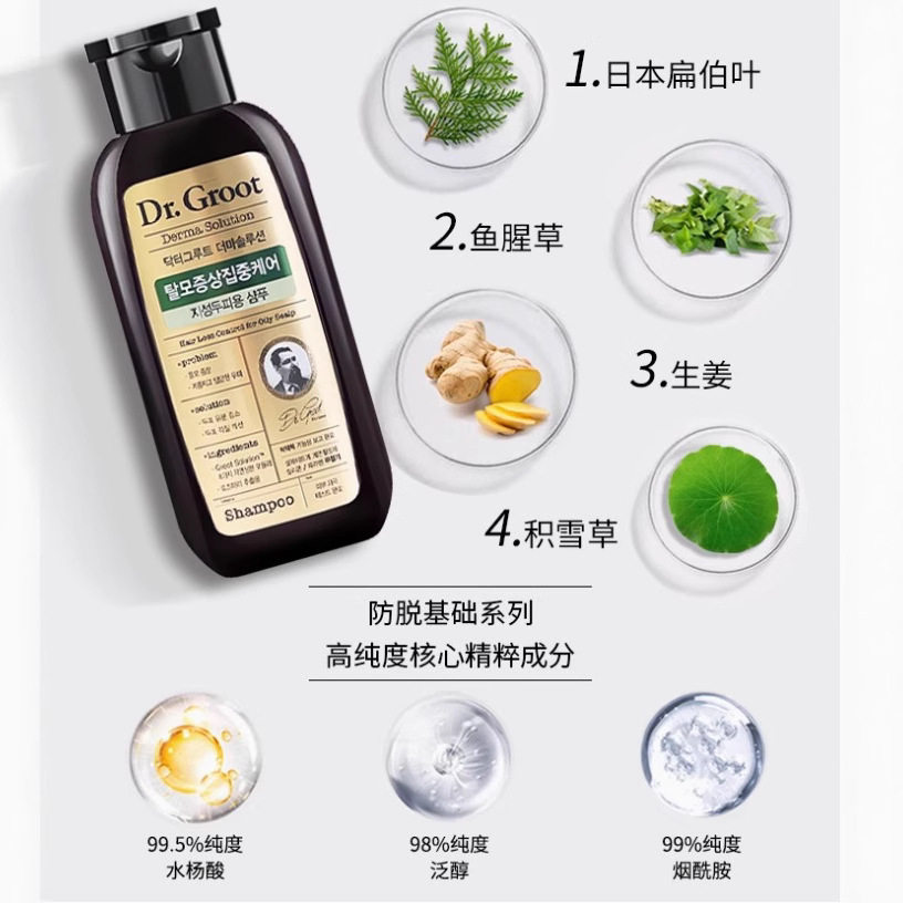 Korean Imported Clotte Anti-Dandruff Oil-Control Shampoo, Refreshing, Firming, and Volumizing 200ml Shampoo for Men