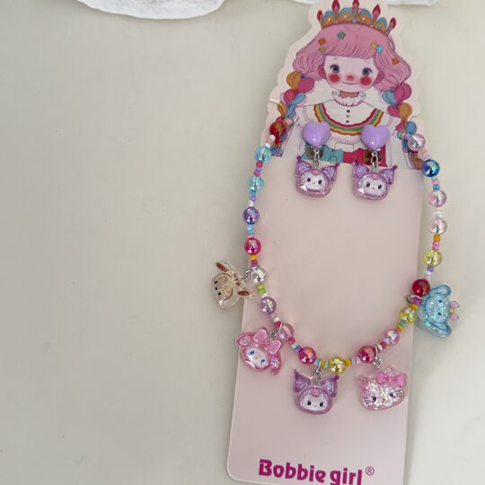 New cute colorful children's necklace ear clip suit accessories hanging ornaments