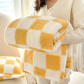 Winter Flannel Blanket Class a Thickeneded Coral Velvet Blanket Plaid Office Nap Blanket Milk Velvet Cover Blanket