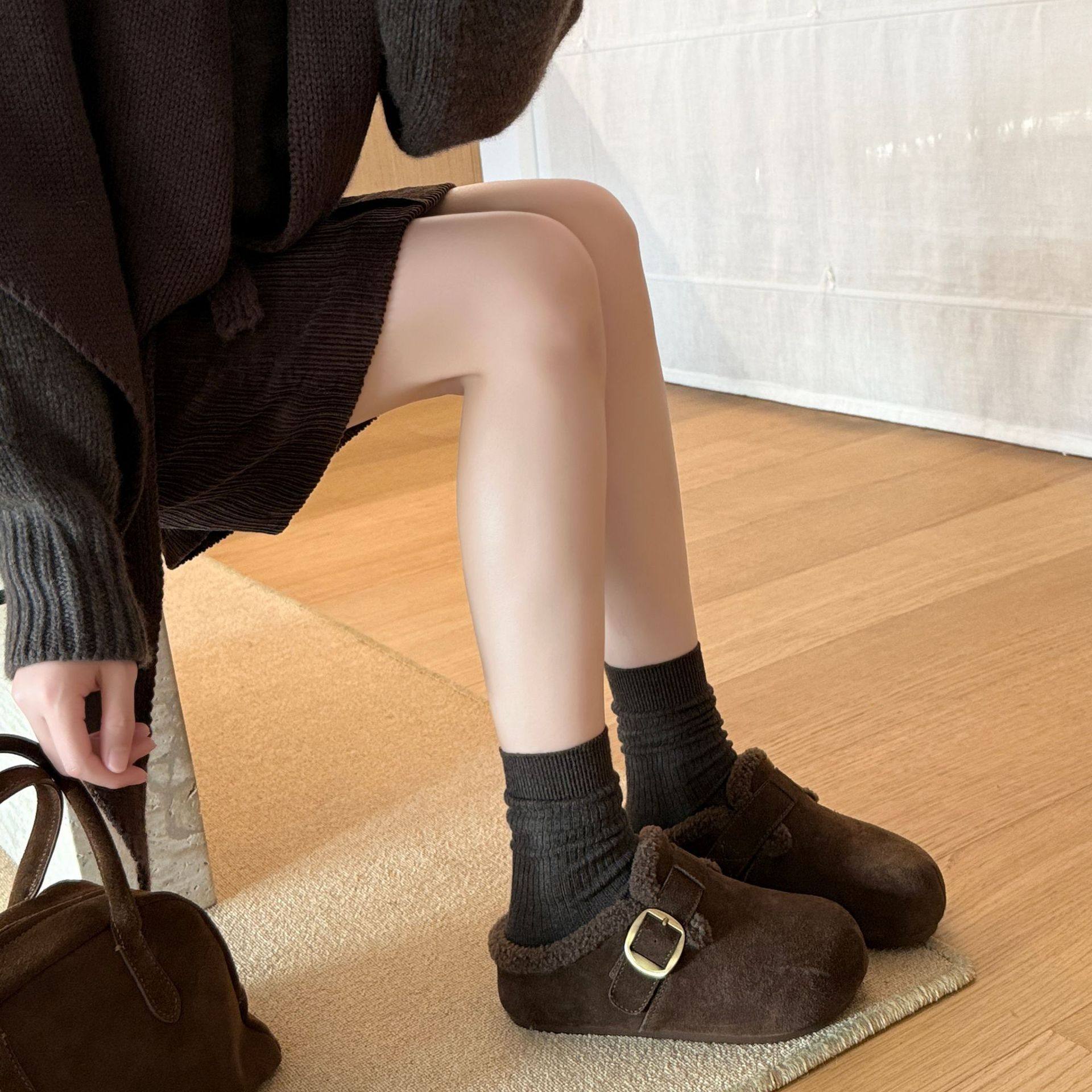 Marco&Joyce Fleece-Lined Birkenstock Shoes for Women Autumn and Winter 2025 New Women's Shoes Warm Northeastern Cotton Shoes One-Legged Beans