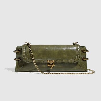Single Shoulder Lock Buckle Antique Bronze Crossbody Bag, Shoulder Bag, Clutch Bag, Underarm Bag, Chain Women's Bag, Wholesale Trendy Small Square Bag