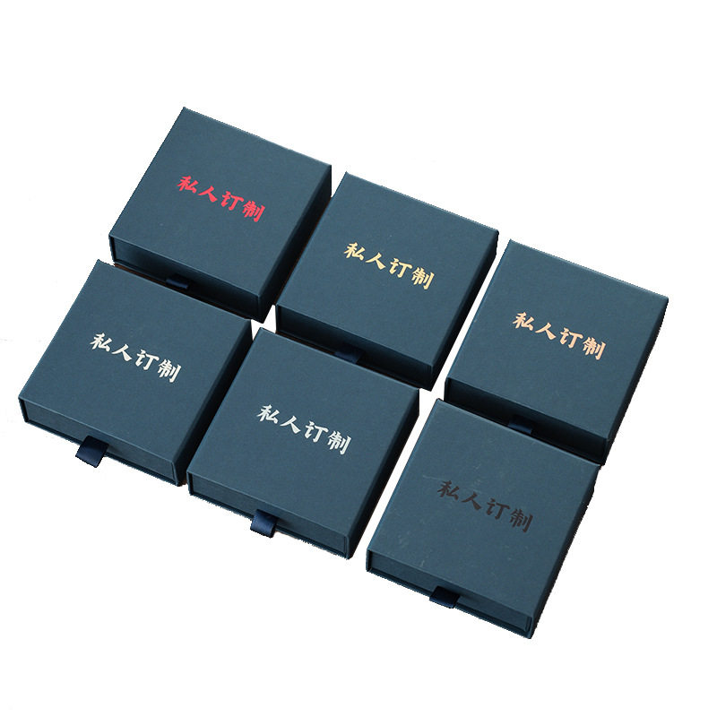 Wholesale Drawer Box Printing Hot Stamping Logo Custom Red Pink Blue Jewelry Jewelry Packaging Box Paper Box Customization