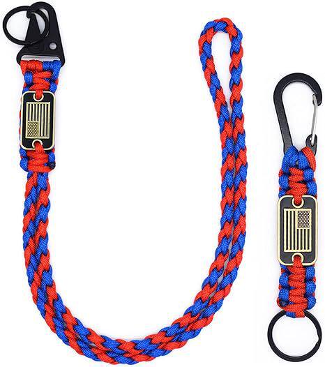 重型编织伞绳挂绳钥匙扣带美国国旗编织坚固挂绳适合户外活动旅行