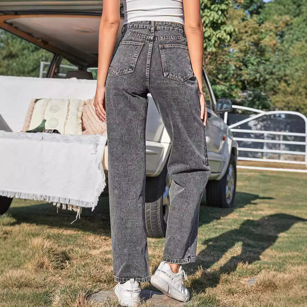 Womens Fashionable Ripped Straight Leg Jeans Trendy Slim Fit Casual Style Perfect for Everyday Wear Wholesale