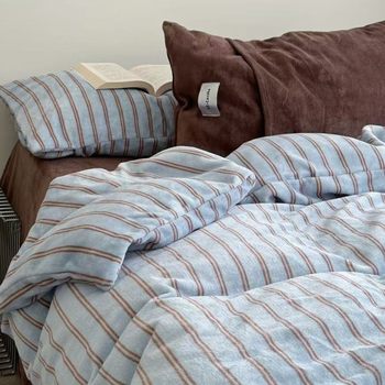 Ins Lazy Style Warm Four-Piece Set Autumn and Winter Thickeneded Double-Sided Milk Velvet Lace Quilt Cover Dormitory Bedding