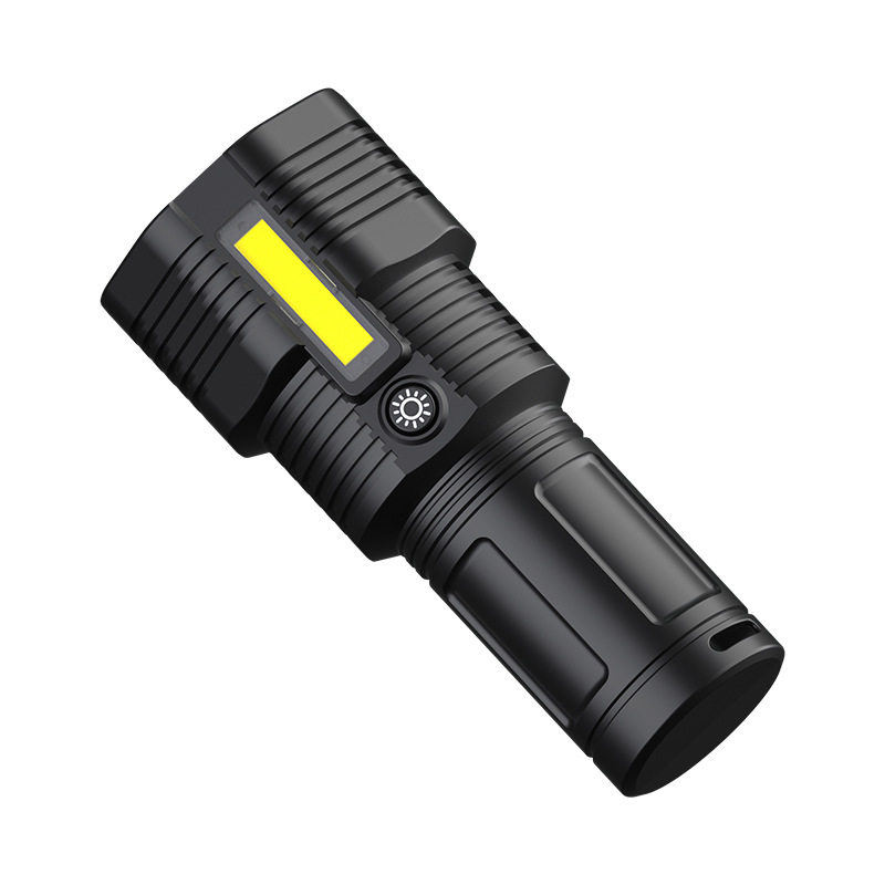New 12Led Strong Light Flashlight Outdoor Cycling Lighting USB Rechargeable Cob Side Light Handheld Lighting