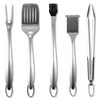 In stock large 16-inch 430 stainless steel BBQ grill barbecue fork food clip oil brush barbecue tools suit 5 pieces