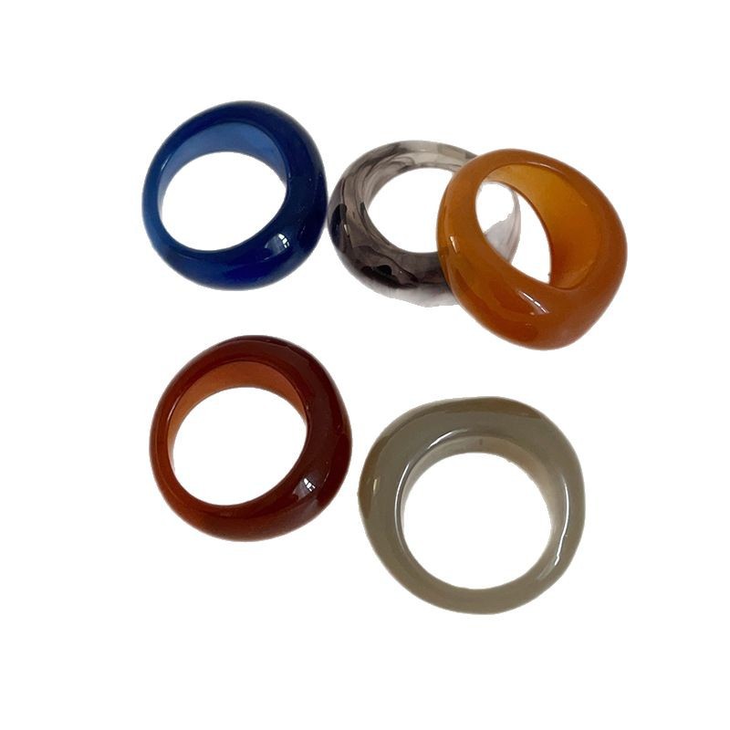 Irregular Round Color Resin Ring Women's Simple Personality Fashionable Elegant Commuter All-match Ring Ring Ring