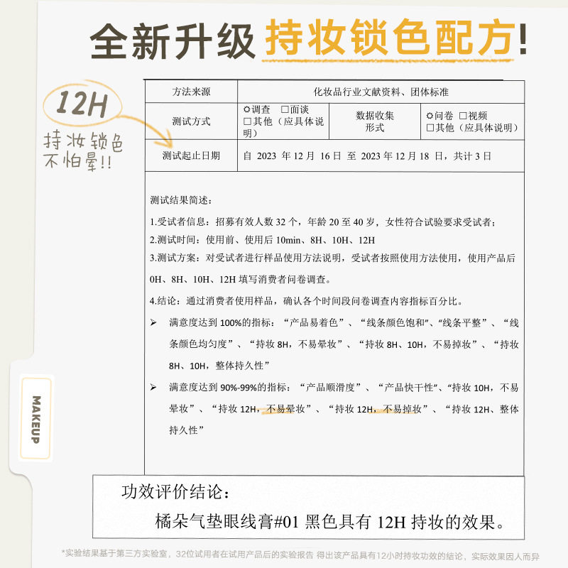 Judydoll Orange Blossom Cushion Eyeliner Smooth and Smooth-Flowing Brown Eyeliner with Built-In Blade Brush for Beginners and Novices