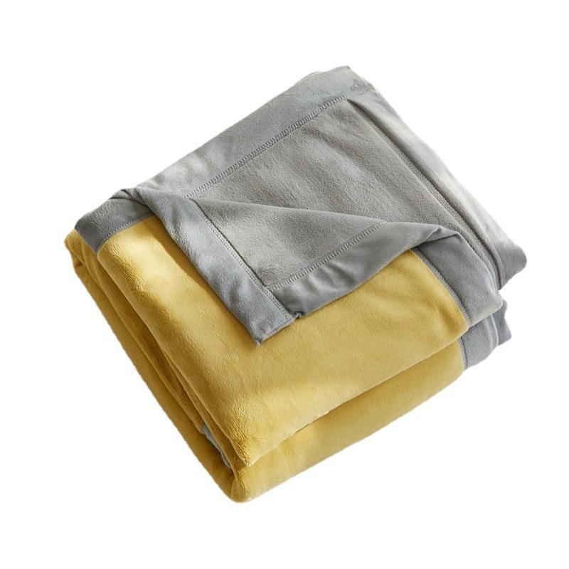 Japanese Style Unprinted Blanket Double Pair Products Autumn and Winter Thickened Blanket Solid Color Contrast Color Cover Blanket Simple Color Matching Warm Blanket