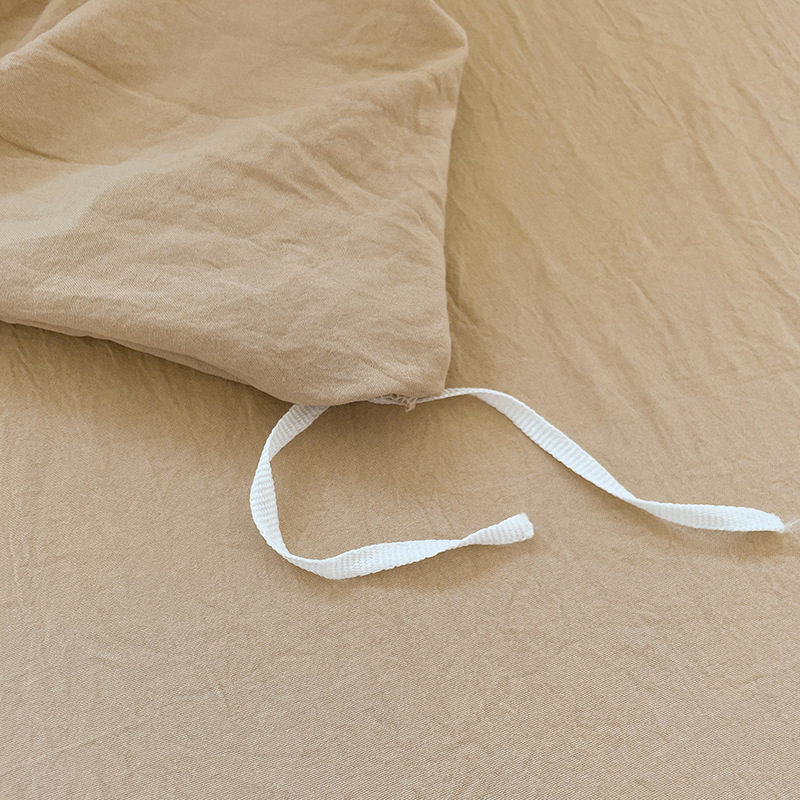 Japanese Style ins Washed Cotton Four-Piece Set Super Soft Pleated Cotton Bed Sheet Quilt Cover Bed Hat Simple Dormitory Three-Piece Set 4