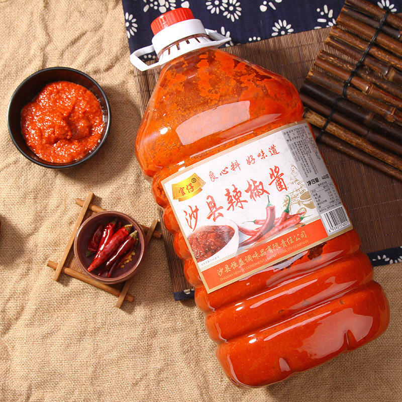 Fujian Guanzai Shaxian Chili Sauce 4.5kg Pack Fujian Snack Barrel Mixed Noodles Hot Pot Dip Seasoning Wholesale