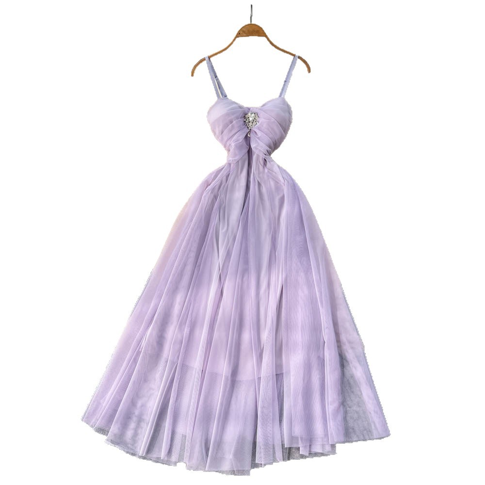 French Inspired Elegant Tulle Slip Dress Soft A Line Silhouette Waist Defining High Quality Fabric Spring Summer