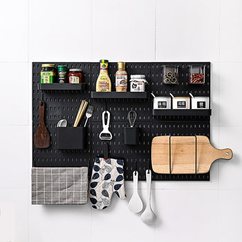 Black hole board non-perforated shelf Wall bathroom kitchen storage rack accessories hook wholesale