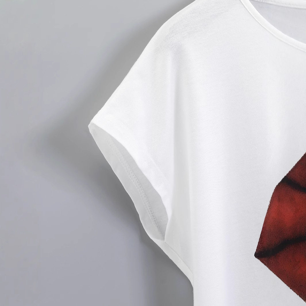 Casual Graphic T Shirt Sexy Lip Print Versatile Style Comfortable Fabric Perfect for Everyday Wear Ready to Ship