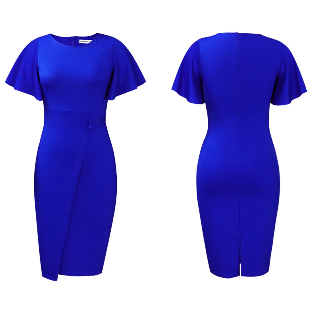 Plus Size Womens Dress Ruffle Sleeve Fashionable Split Hem Summer Style Perfect for Casual or Formal Occasions OEM