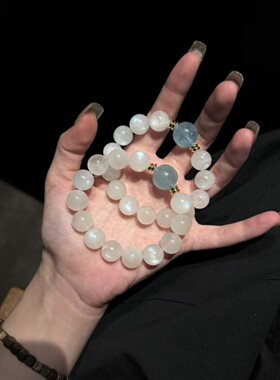 新中式天然蓝月光水晶手串海蓝女小众级感月光石水晶手链