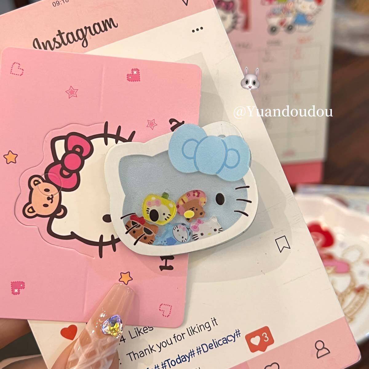 卡通相机支架凯蒂猫手机壳侧边甜美kitty手持拍摄手持卡通支架