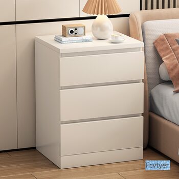 Fitbo Bedside Table Simple Modern White Bedroom Large Storage Cabinet Economical Simple Bedside Cabinet