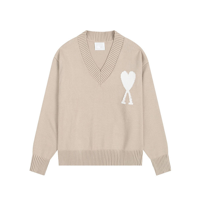 秋冬新款高领爱心毛衣男女条纹青年桃心跨境外贸休闲套头针织衫