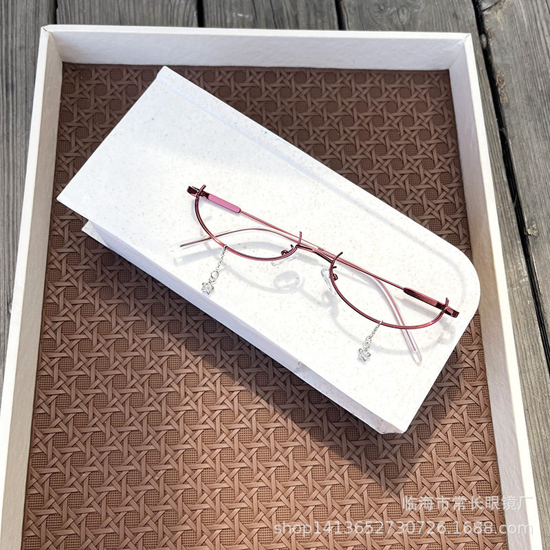 Second-dimensional lower half-frame glasses frame multi-style collection plain street photography artifact ins female decorative mirror can be equipped with myopia