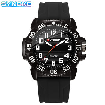 Synoke New Men's Watch Large Digital Dial Sports Retro Silicone Quartz Watch Fashion Student