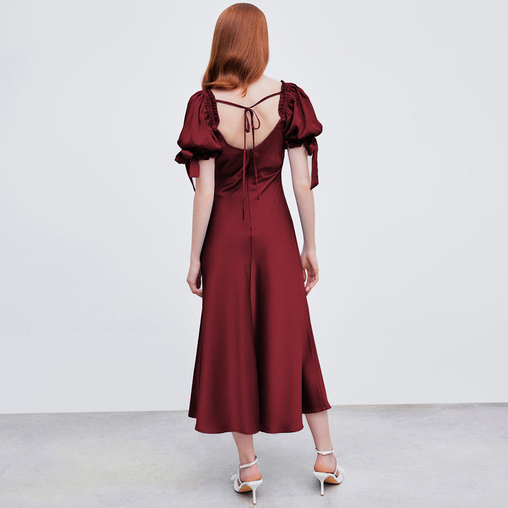 Red Satin Mermaid Dress Waist Cinching Elegant Design Perfect for Parties and Gatherings Wholesale Available