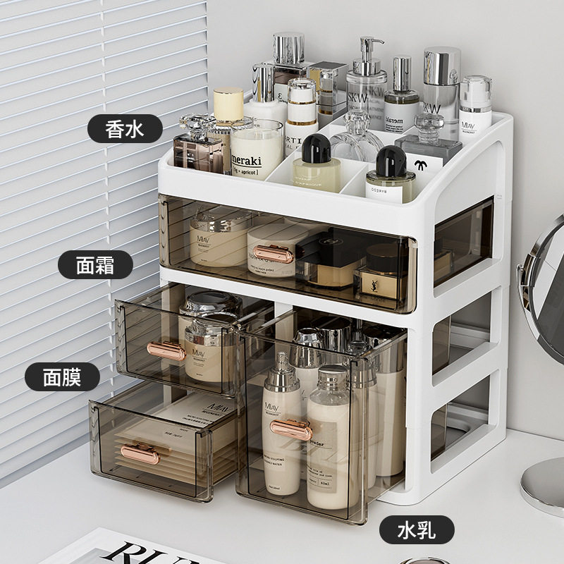 Desktop Large Capacity Storage Box Dressing Table Top Skin Care Finishing Rack Student Stationery Multi-Layer Drawer Storage Box