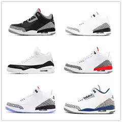Putian shoe foreign trade factory wholesale Jordan AJ3 Qiao 3 black cement flame red air cushion anti-skid men's basketball sports shoes