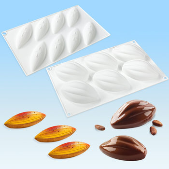 Cross-Border Fcm 6-Connected Cocoa Fruit Mousse Cake Mold Cocoa Bean Chocolate Silicone Mold Western Pastry Baking Mold