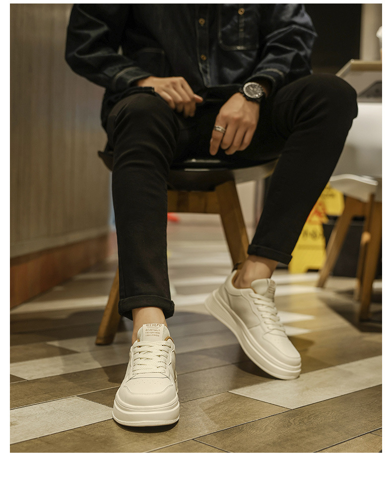 White Men's Shoes Spring New Breathable Low-top Thick-soled Trendy All-match Sneakers Men's Height-increasing Casual Fashion Trendy Shoes 10 O1CN01pJLlYt1cA4ZUCw5rI !!2215596333559 0 cib