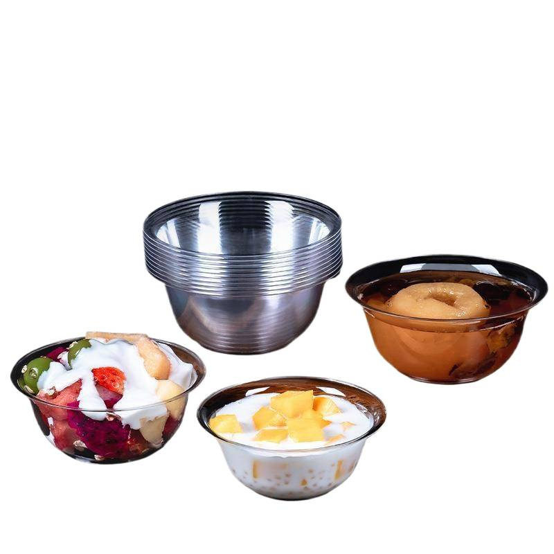 Thickened Disposable Aviation Crystal Bowl Household Hard Transparent Bowl Hot Pot Tableware Food Grade Soup Bowl Dessert Bowl