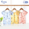 Baby's jumpsuit summer thin cotton short-sleeved closed pajamas for boys and girls newborn's summer climbing suit