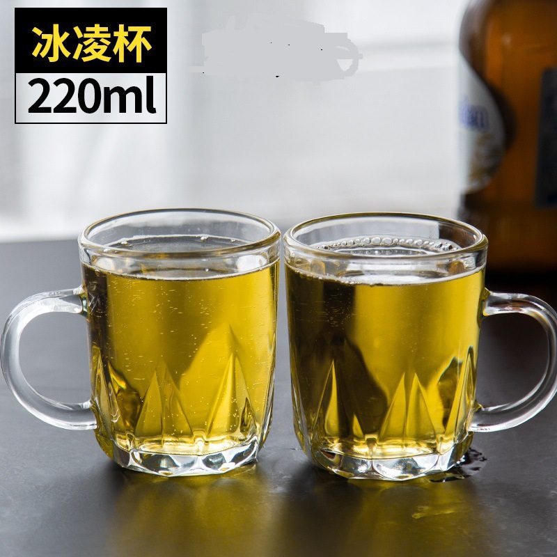 Large Capacity Glass with Handle Household Beer Cup Wine Cup Tea Cup Water Cup Wholesale