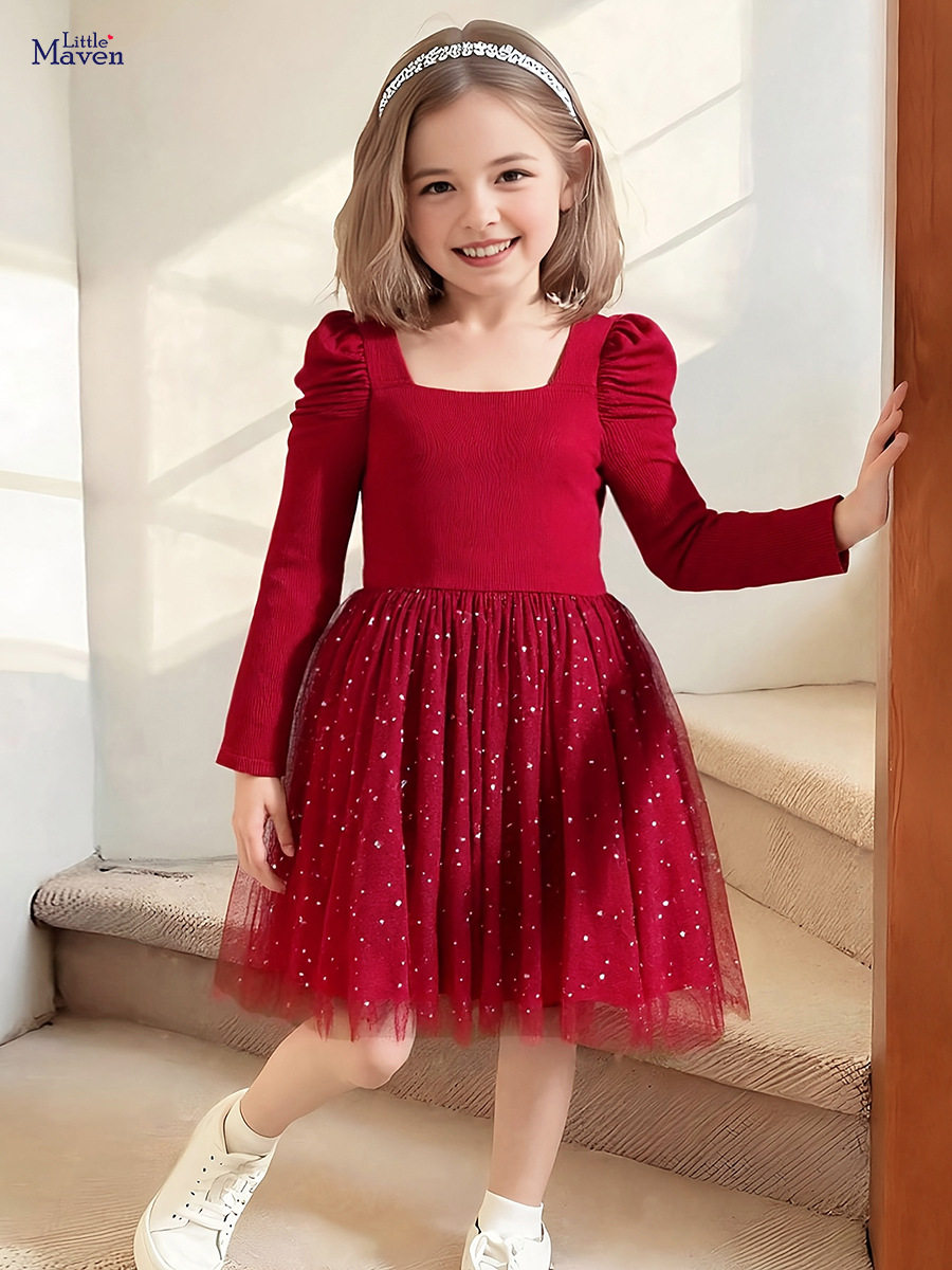 Autumn Girls' Princess Dress, [Style] Fashion Kids' Dress, Long-sleeve Tulle Kids' Dress