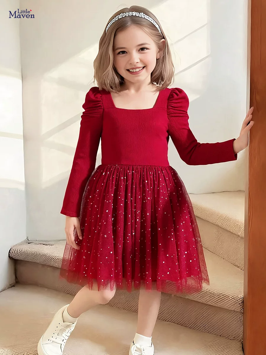 Autumn Girls' Princess Dress, [Style] Fashion Kids' Dress, Long-sleeve Tulle Kids' Dress